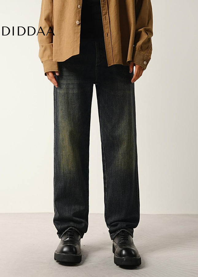 Blue Stretch Wash Straight Jeans with Loose Fit - Men’s Jeans