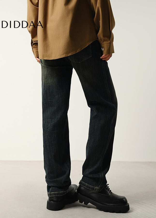 Blue Stretch Wash Straight Jeans with Loose Fit - Men’s Jeans