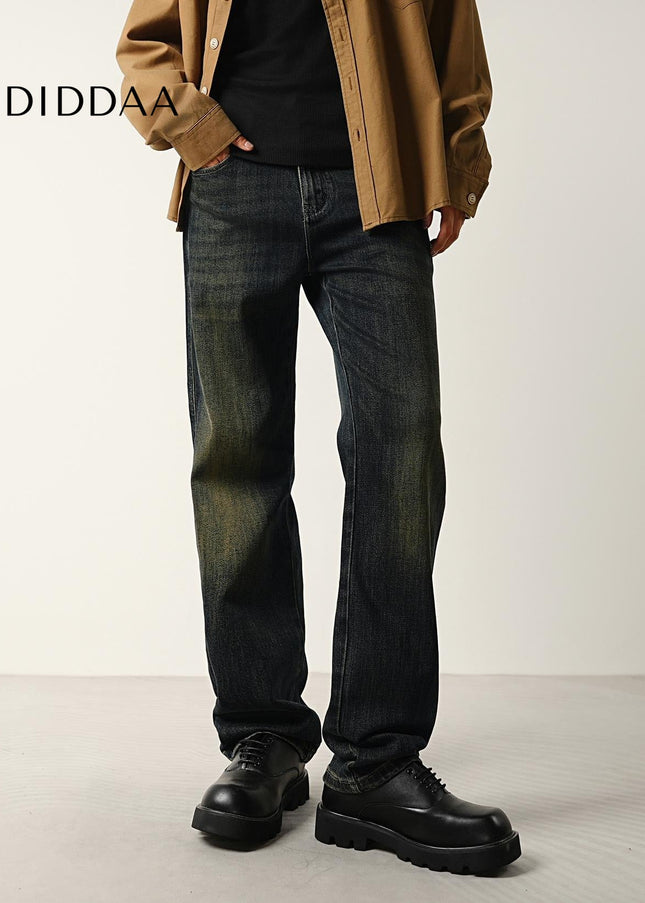 Blue Stretch Wash Straight Jeans with Loose Fit - Men’s Jeans