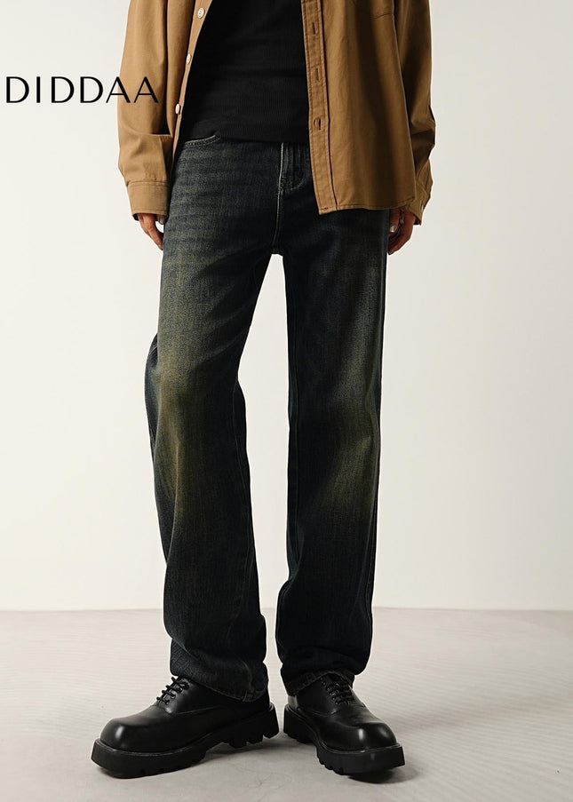 Blue Stretch Wash Straight Jeans with Loose Fit - Men’s Jeans