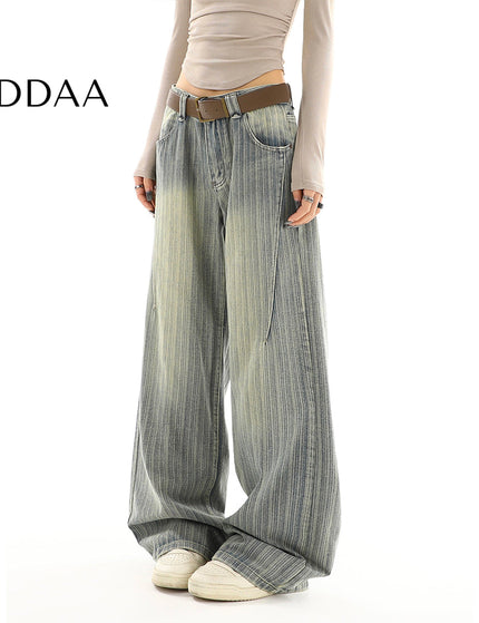Blue Striped High Street Loose Fit Straight-Leg Jeans - S / Vintage Blue - Women’s Jeans