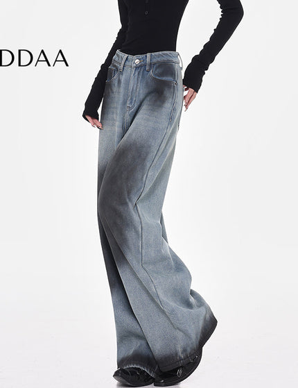 Blue Thickened Fleece Wide-Leg Jeans for Women - S / Mid Blue - Women’s Jeans