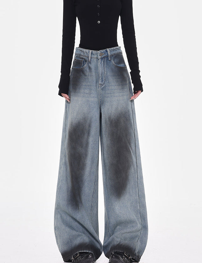 Blue Thickened Fleece Wide-Leg Jeans for Women - Women’s Jeans