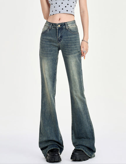 Blue Thin Low-Rise Retro Non-Legged Flared Pants - Women’s Jeans