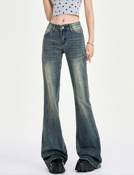 Blue Thin Low-Rise Retro Non-Legged Flared Pants - Women’s Jeans