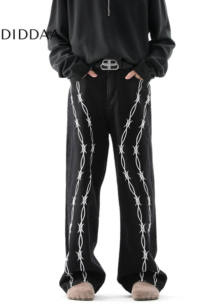 Blue Thorn Embroidered Straight-Leg Jeans - Men’s Jeans