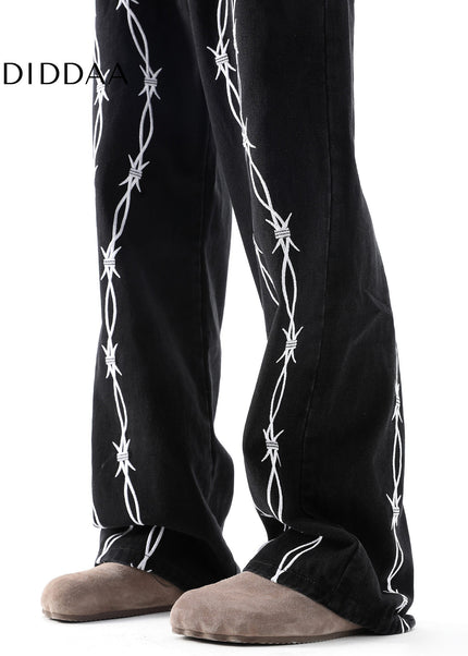 Blue Thorn Embroidered Straight-Leg Jeans - Men’s Jeans