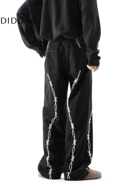 Blue Thorn Embroidered Straight-Leg Jeans - Men’s Jeans