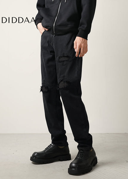Blue Thread-Patch Ripped Slim Fit Jeans for Men - Men’s Jeans