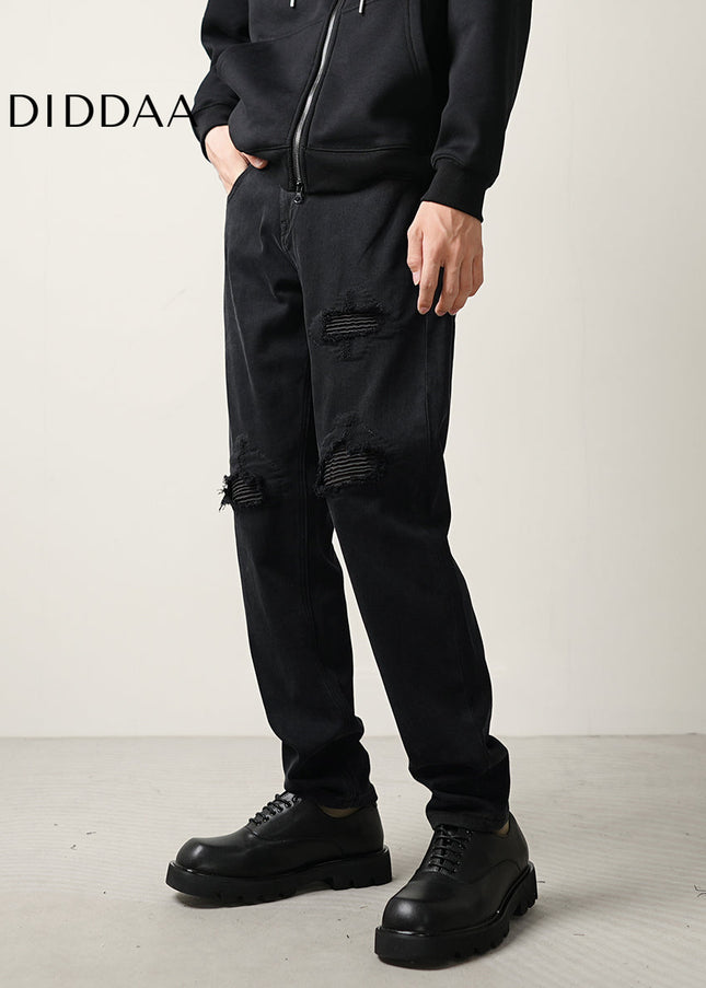 Blue Thread-Patch Ripped Slim Fit Jeans for Men - Men’s Jeans