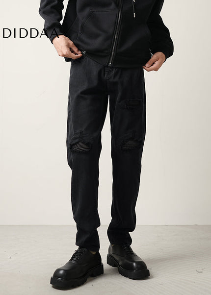 Blue Thread-Patch Ripped Slim Fit Jeans for Men - Men’s Jeans