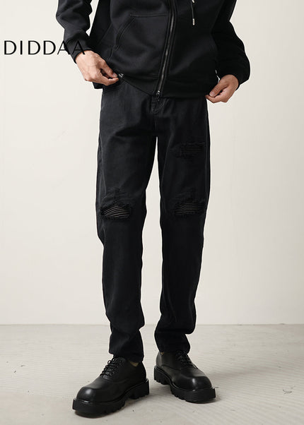 Blue Thread-Patch Ripped Slim Fit Jeans for Men - Men’s Jeans