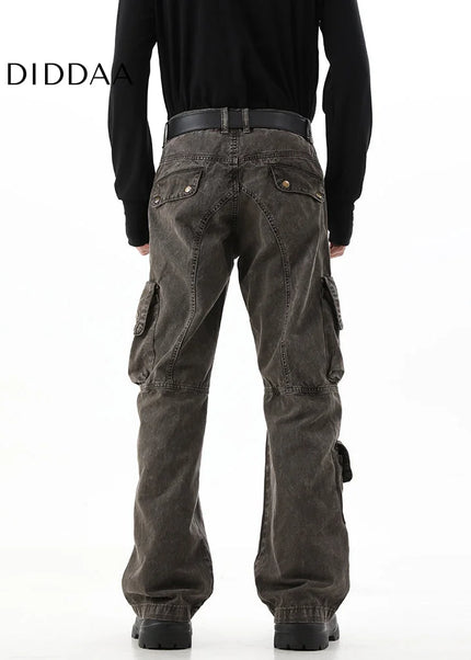 Blue Tie-Dye Gradient Cargo Jeans for Men - Men’s Jeans