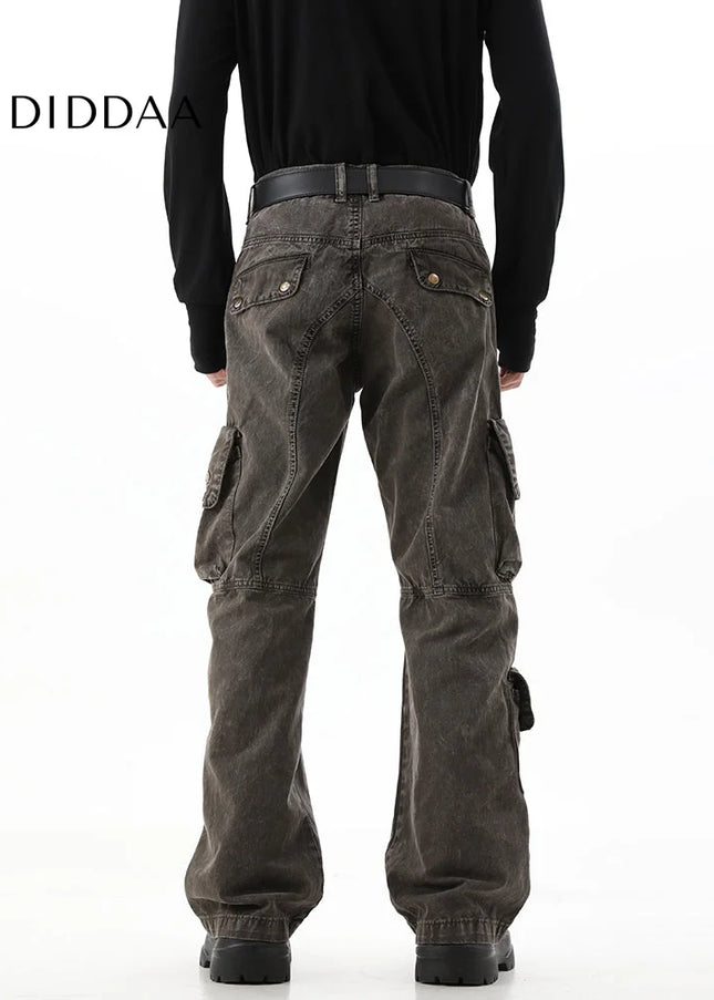 Blue Tie-Dye Gradient Cargo Jeans for Men - Men’s Jeans