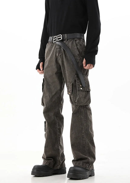 Blue Tie-Dye Gradient Cargo Jeans for Men - Men’s Jeans