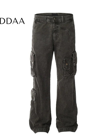 Blue Tie-Dye Gradient Cargo Jeans for Men - S / Grey - Men’s Jeans