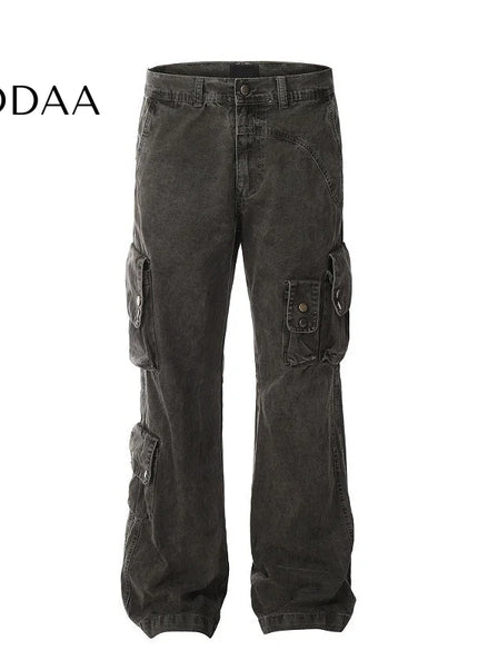 Blue Tie-Dye Gradient Cargo Jeans for Men - S / Grey - Men’s Jeans