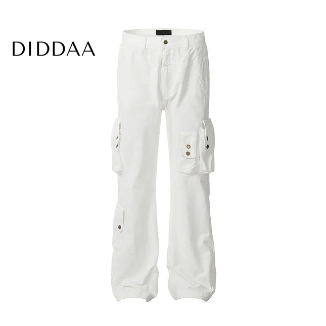 Blue Tie-Dye Gradient Cargo Jeans for Men - S / White - Men’s Jeans