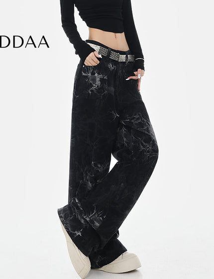 Blue Tie-Dye High-Waisted Wide-Leg Jeans - S / Black - Women’s Jeans