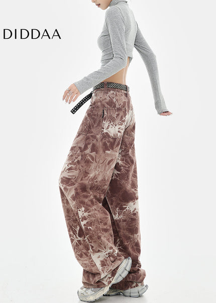 Blue Tie-Dye High-Waisted Wide-Leg Jeans - Women’s Jeans