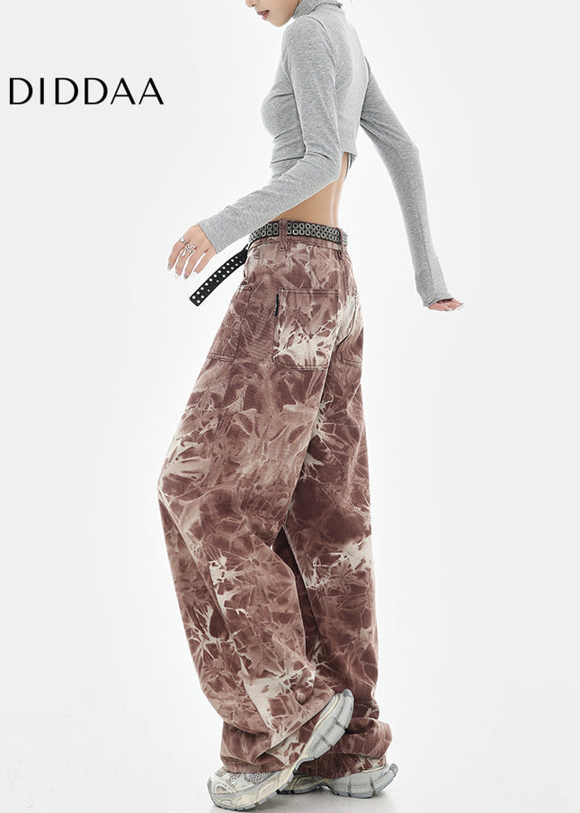 Blue Tie-Dye High-Waisted Wide-Leg Jeans - Women’s Jeans