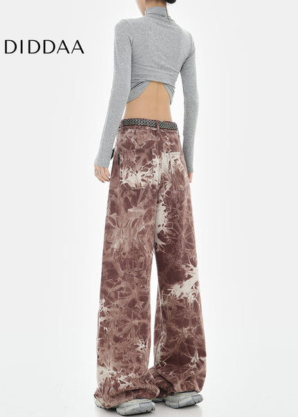 Blue Tie-Dye High-Waisted Wide-Leg Jeans - Women’s Jeans