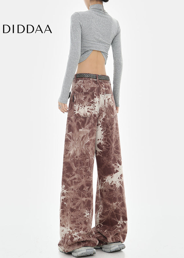 Blue Tie-Dye High-Waisted Wide-Leg Jeans - Women’s Jeans