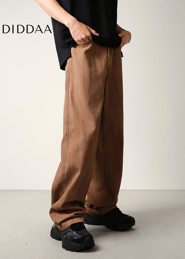 Blue Tie-Dye Loose Drape Wide-Leg Structural Jeans - Men’s Jeans