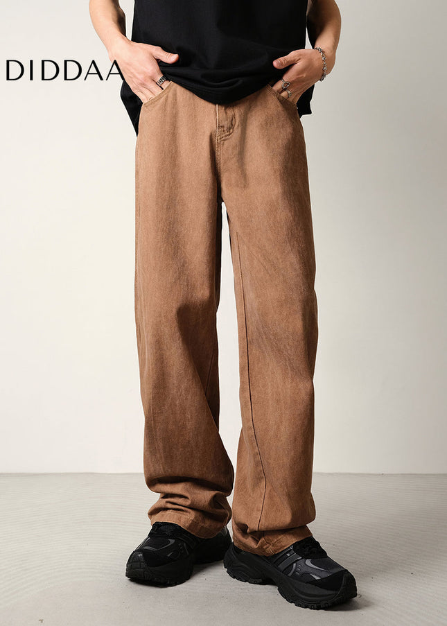 Blue Tie-Dye Loose Drape Wide-Leg Structural Jeans - Men’s Jeans