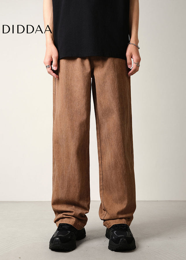 Blue Tie-Dye Loose Drape Wide-Leg Structural Jeans - Men’s Jeans