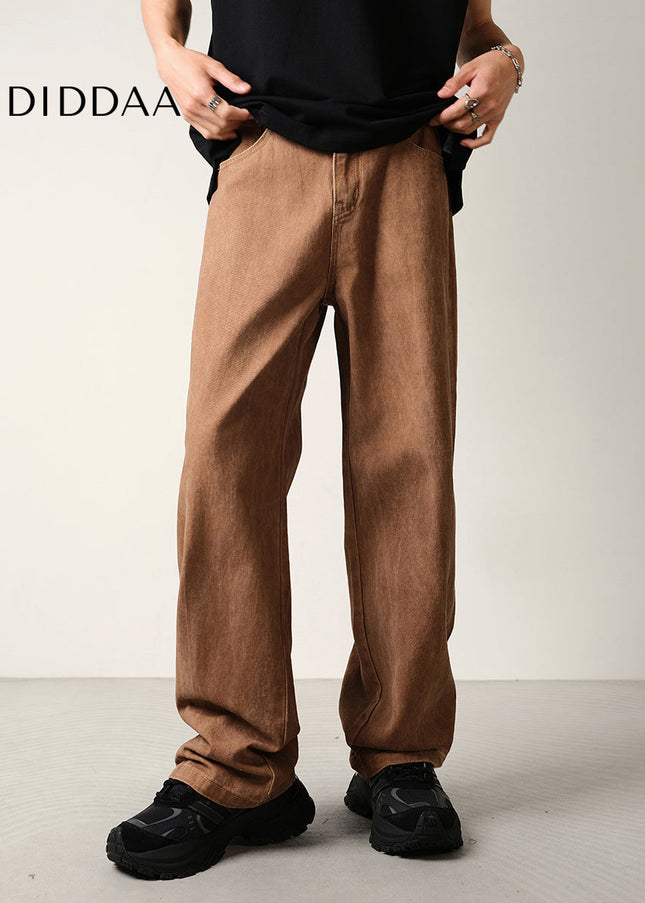 Blue Tie-Dye Loose Drape Wide-Leg Structural Jeans - Men’s Jeans