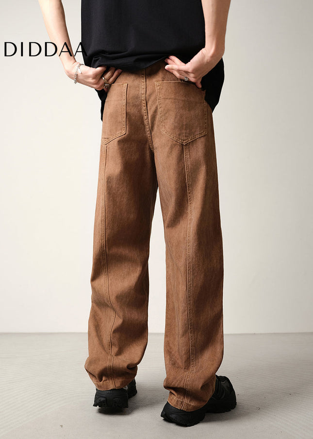 Blue Tie-Dye Loose Drape Wide-Leg Structural Jeans - Men’s Jeans