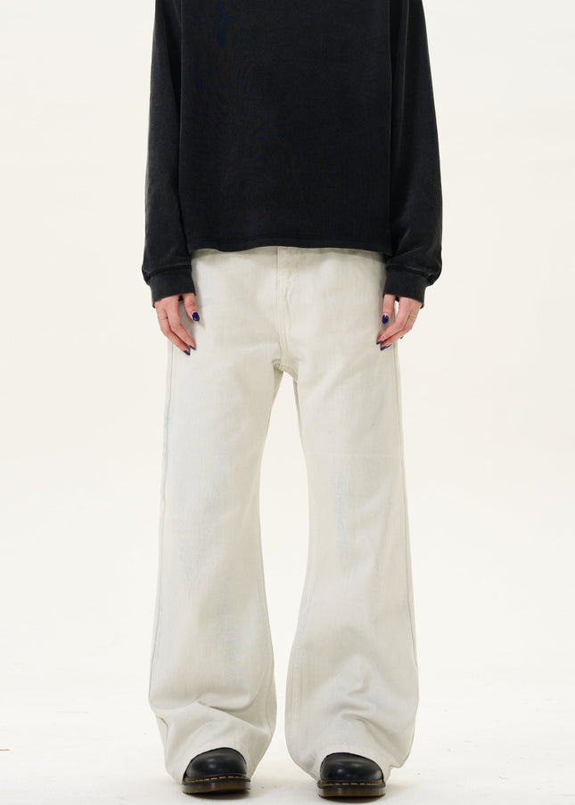 Blue Tie-Dye Loose Fit Bootcut Jeans for Men and Women - Men’s Jeans