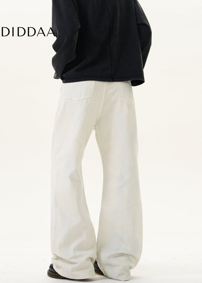 Blue Tie-Dye Loose Fit Bootcut Jeans for Men and Women - Men’s Jeans