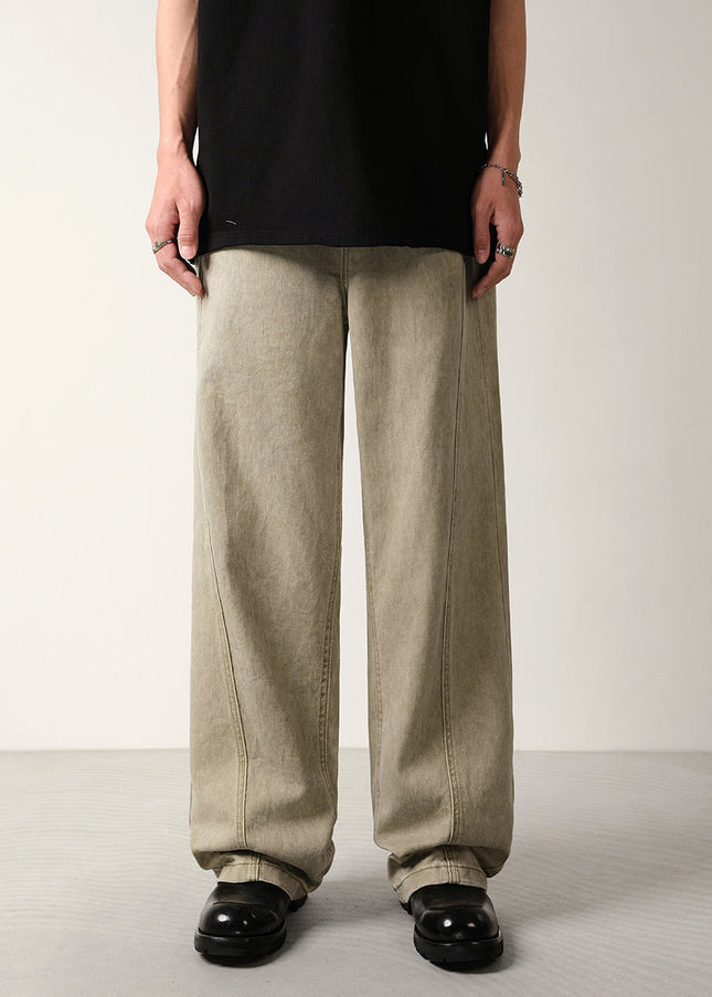 Blue Tie-Dye Loose Straight-Leg Mop Jeans for All - 28 / Khaki - Men’s Jeans