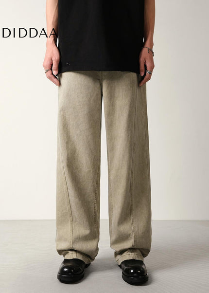 Blue Tie-Dye Loose Straight-Leg Mop Jeans for All - Men’s Jeans