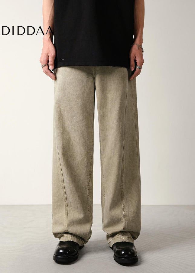 Blue Tie-Dye Loose Straight-Leg Mop Jeans for All - Men’s Jeans