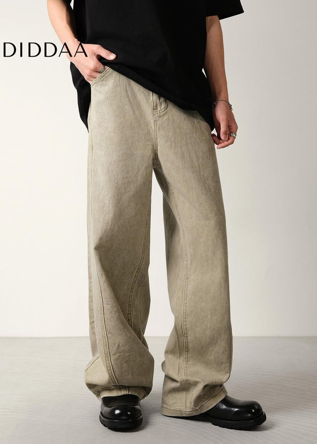 Blue Tie-Dye Loose Straight-Leg Mop Jeans for All - Men’s Jeans