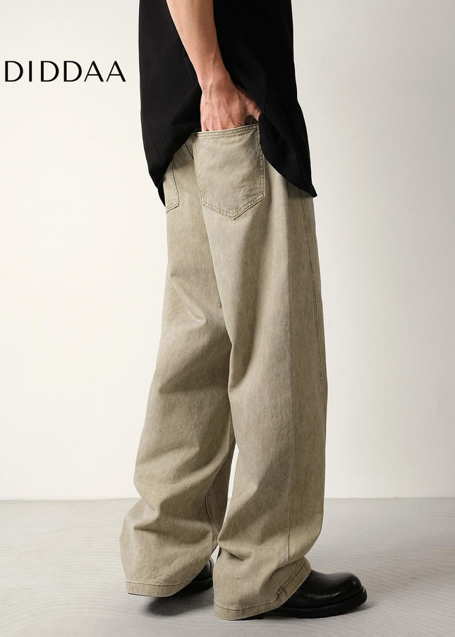 Blue Tie-Dye Loose Straight-Leg Mop Jeans for All - Men’s Jeans