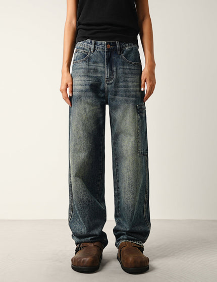 Blue Trendy Wash Retro Workwear Jeans for All - 28 / Dark Blue - Men’s Jeans