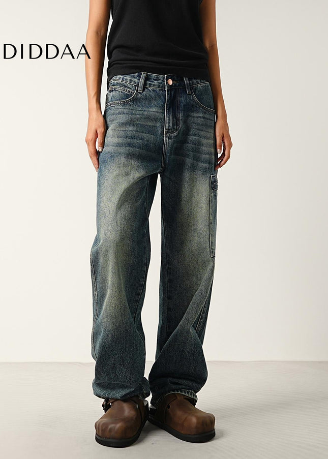 Blue Trendy Wash Retro Workwear Jeans for All - Men’s Jeans