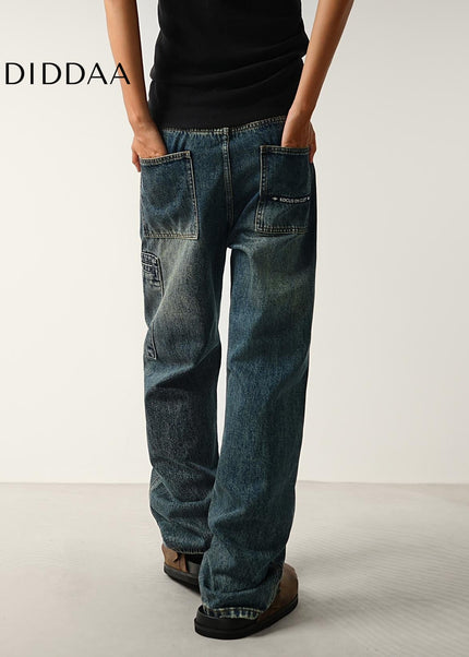 Blue Trendy Wash Retro Workwear Jeans for All - Men’s Jeans