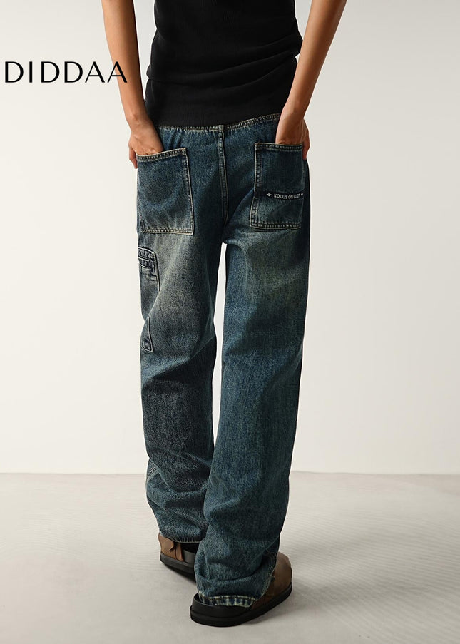 Blue Trendy Wash Retro Workwear Jeans for All - Men’s Jeans