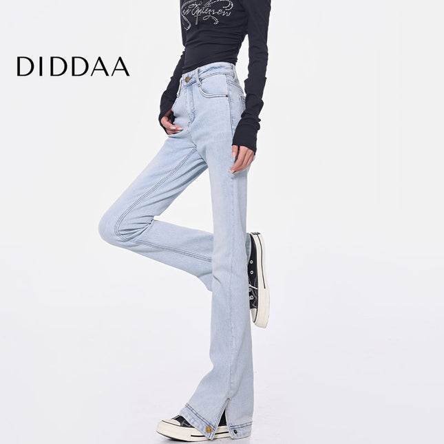 Blue Vintage Bootcut Jeans with Horseshoe Design - S / Light Blue - Women’s Jeans