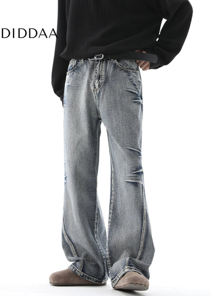 Blue Vintage Distressed Bootcut Jeans Men’s Autumn Pants - Men’s Jeans