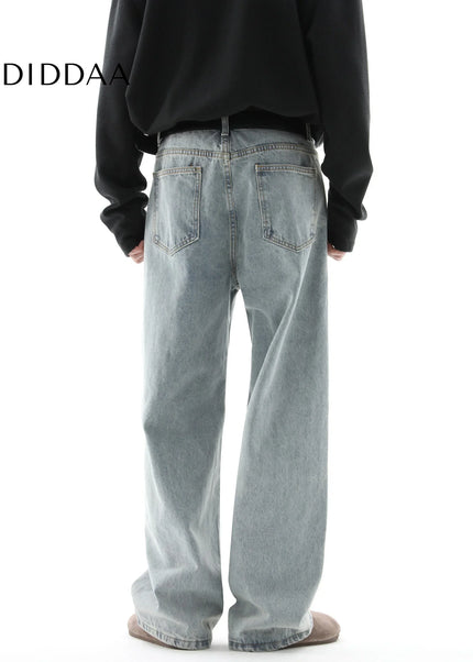 Blue Vintage Distressed Bootcut Jeans Men’s Autumn Pants - Men’s Jeans