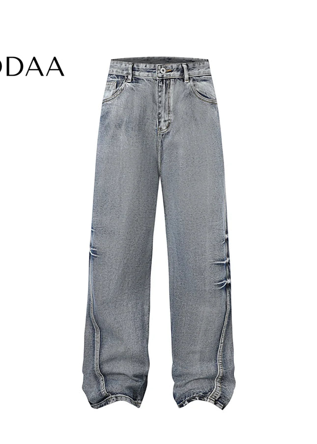 Blue Vintage Distressed Bootcut Jeans Men’s Autumn Pants - S / Grey - Men’s Jeans