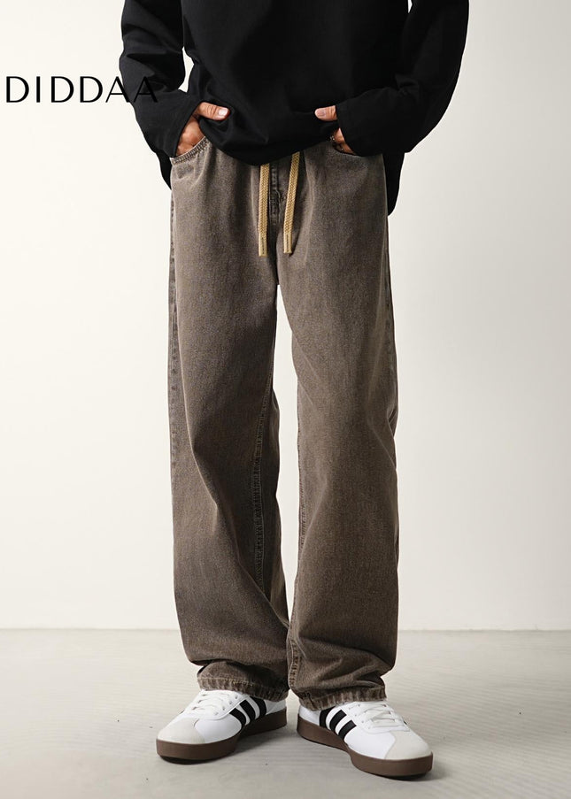 Blue Vintage Distressed Casual Jeans with Drawstring Waist - Men’s Jeans