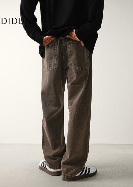 Blue Vintage Distressed Casual Jeans with Drawstring Waist - Men’s Jeans