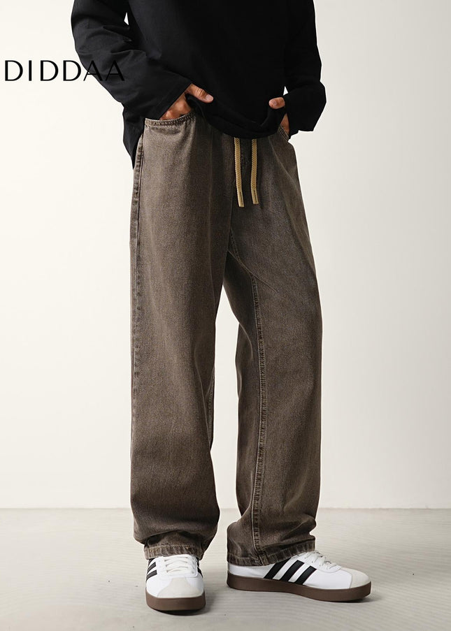 Blue Vintage Distressed Casual Jeans with Drawstring Waist - Men’s Jeans